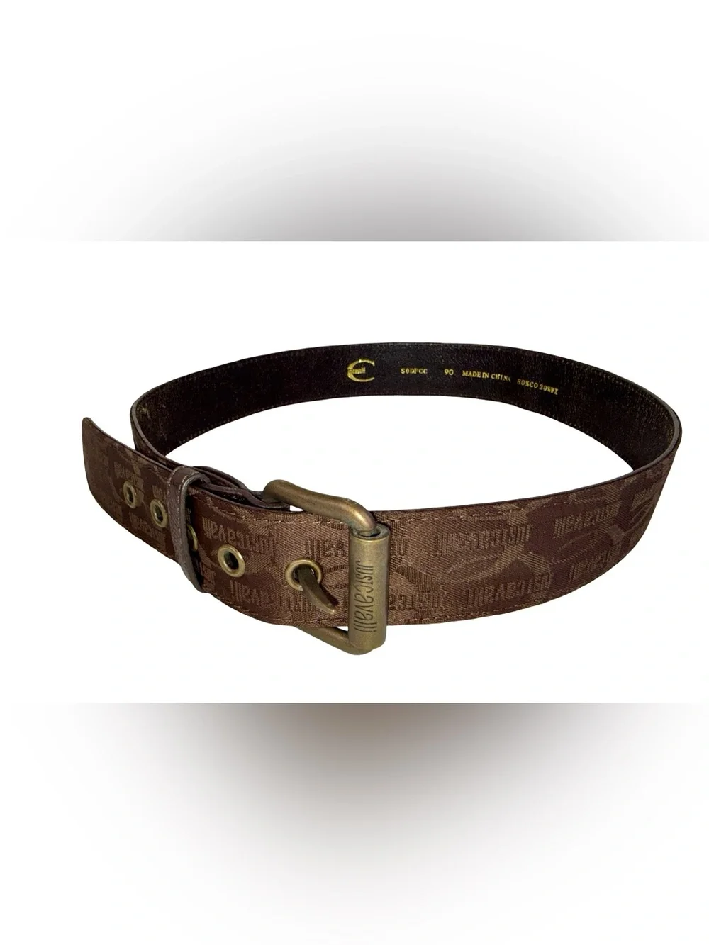 JUST CAVALLI BROWN MONOGRAM BELT
